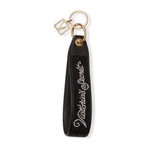 NWT VICTORIA’S SECRET BLACK w RHINESTONES Wristlet Strap Keychain BAG FOB
